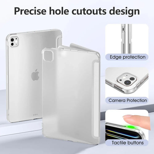 Funda iPad Pro Trasera Translúcida Con Soporte Tríptico Gris