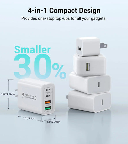 Adaptador De Corriente Usb C 40w De Doble Puerto Blanco