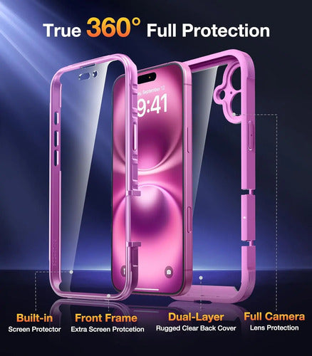 Funda Para iPhone 16 Protección Total Rosa