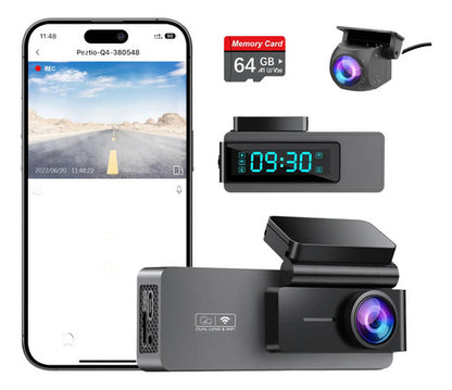 Dashcam 4k De Doble Canal Con Wifi Y 64gb De Memoria