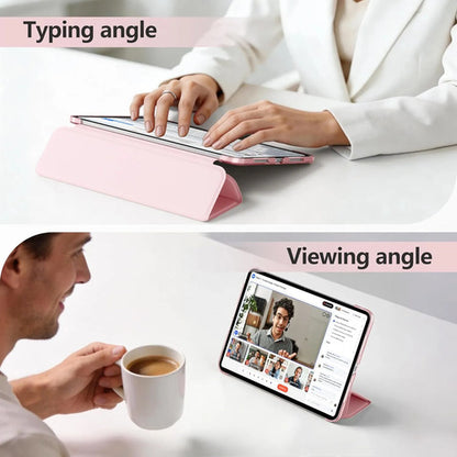 Funda iPad Pro Trasera Translúcida Con Soporte Tríptico Rosa