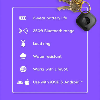 Localizador Rastreador Bluetooth Life360 Mate 2024 Negro