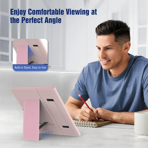 Funda Universal Para Tablet 10.1 Con Soporte Y Correa Rosa Claro