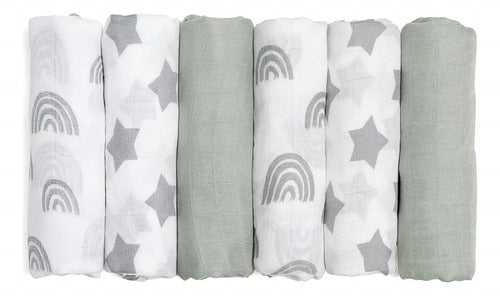 Conjunto De 6 Mantas Muselina Para Bebés