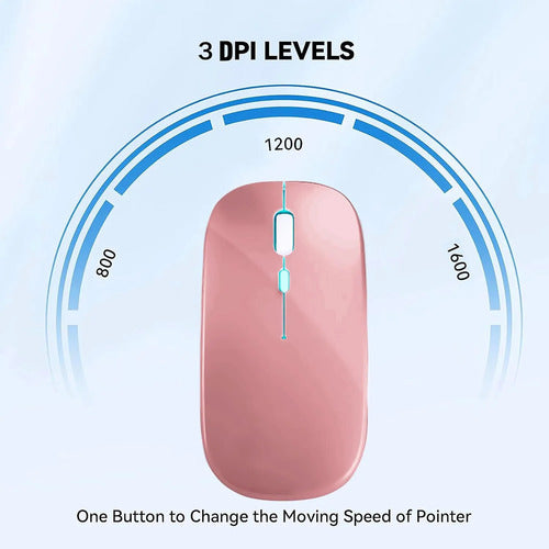 Mouse Inalámbrico Bluetooth Recargable Led Dual Mode Rosa
