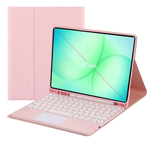 Funda Con Teclado Samsung Galaxy Tab A11 2025 Y A9 2023 8.7  Rosa