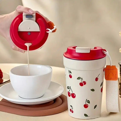 Taza De Café De Plástico De 400 Ml Con Tapa Rojo