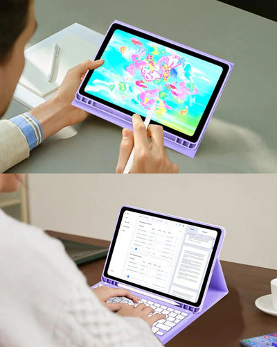 Funda Con Teclado Para Samsung Galaxy Tab S10 Lite/s10 Fe/s9 Violeta