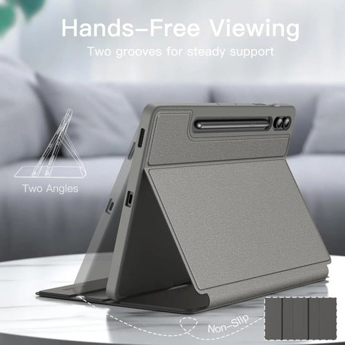 Funda Para Samsung Galaxy Tab S9 Fe+ 12.4' Con Soporte Lapiz Gris