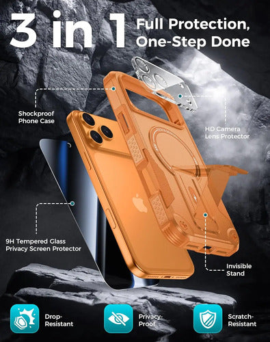 Funda Para iPhone 17 Pro Con Protector De Pantalla Naranja