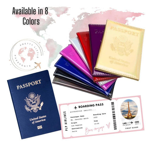 Funda De Pasaporte Con Espacio Para Tarjeta De Vacunación... Rosa