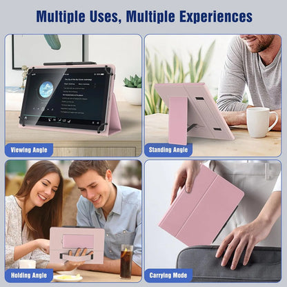 Funda Universal Para Tablet 10.1 Con Soporte Y Correa Rosa Claro