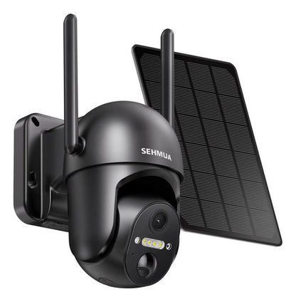 Sehmua Cámara De Vigilancia Solar Inalámbrica 2k Y 360 Gr... Negro