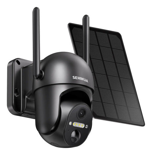 Sehmua Cámara De Vigilancia Solar Inalámbrica 2k Y 360 Gr... Negro