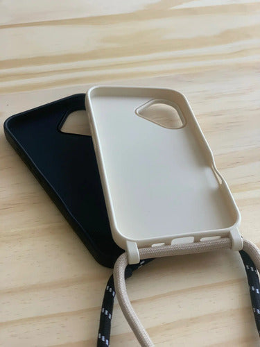 Carcasa Funda Para iPhone 16 Con Correa Beige