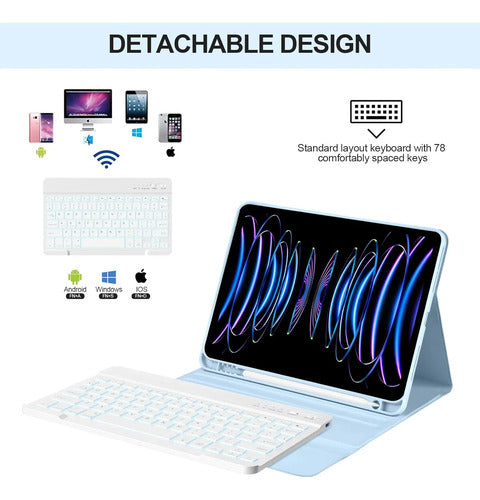 Funda Con Tecladopara iPad Pro Azul