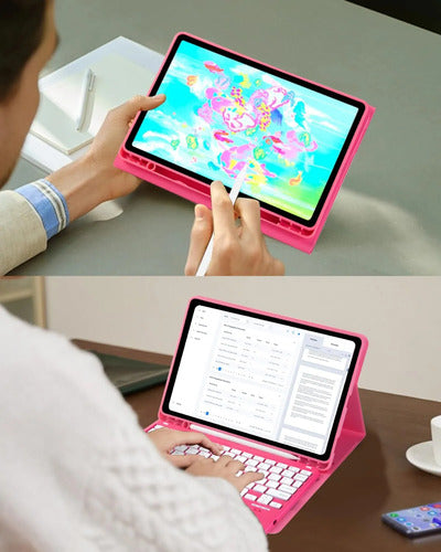 Funda Con Teclado Para Samsung Galaxy Tab S10 Lite/s10 Fe/s9 Rojo
