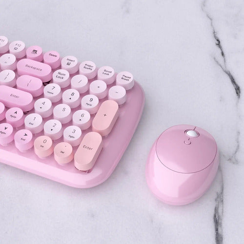 Combo Teclado Y Mouse Inalámbricos Ubotie Rosa Chicle