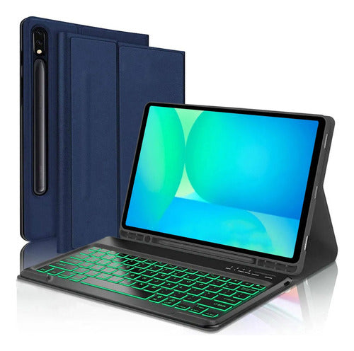 Funda Con Teclado Para Samsung Galaxy Tab S10 Fe (10,9 PuLG) Azul