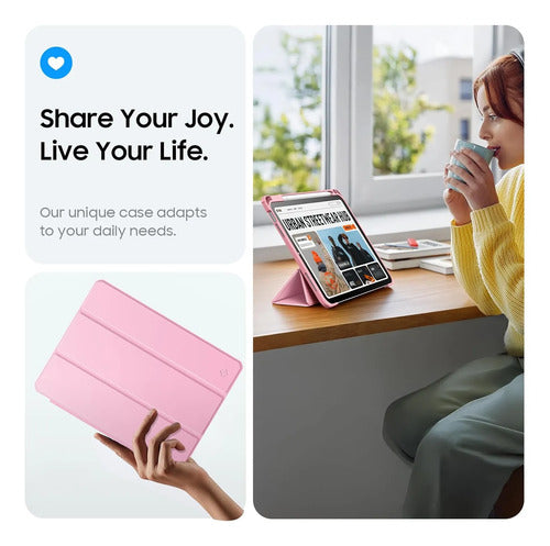 Funda Híbrida Delgada Para iPad Rosa Claro