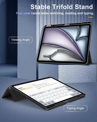 Funda Timovo Para iPad Air 13 Pulgadas M2 2024 - Gris Claro Negro