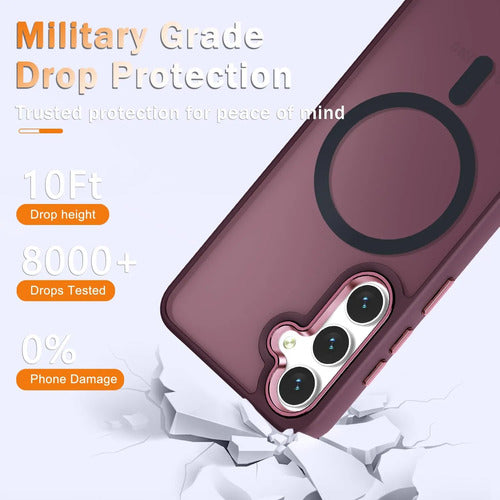 Funda Magnética Mate Para Samsung Galaxy S25+ Plus Bordó