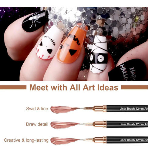 Juego De 5 Pinceles Premium Para Diseño De Uñas De Artdone