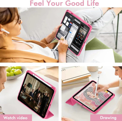 Funda Para iPad A16 Con Soporte Y Porta Lápiz Rosa Chicle
