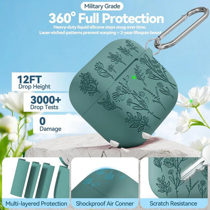 Funda Estuche Para AirPods 4, Silicona, Con Kit De Limpieza Verde Oscuro