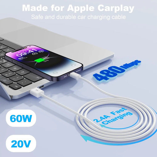 Cable Carplay Usb A A Lightning Para iPhone Y iPad, (1mt)