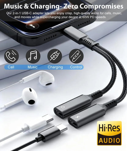 Adaptador Usb C Splitter Audio Jack