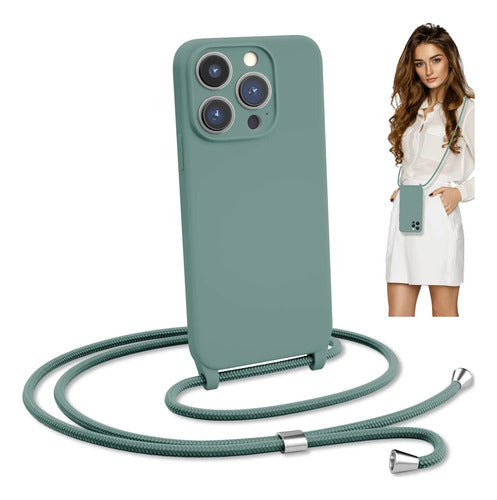 Funda Blaspins Para iPhone Con Correa Ajustable Verde Oscuro