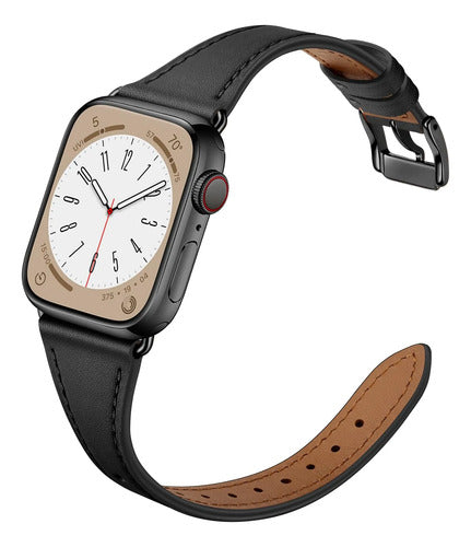 Correa De Cuero Slim Para Apple Watch Negro 3.2 Cm