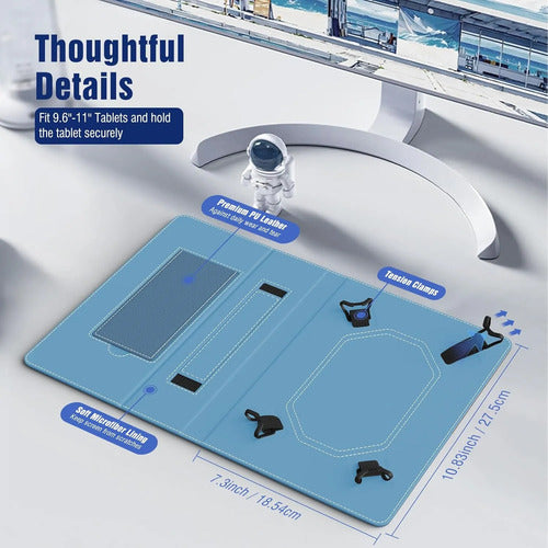 Funda Universal Para Tablet 10.1 Con Soporte Y Correa Azul