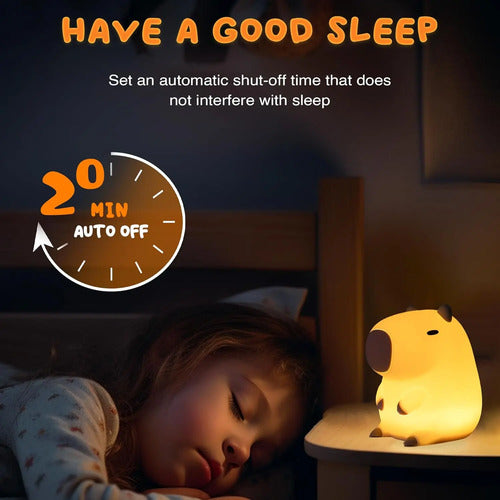 Lámpara De Noche Capybara, Luz De Silicona Recargable Marrón