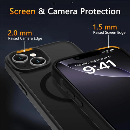 Funda Magnética Para iPhone 14/13 Con Protector Negro