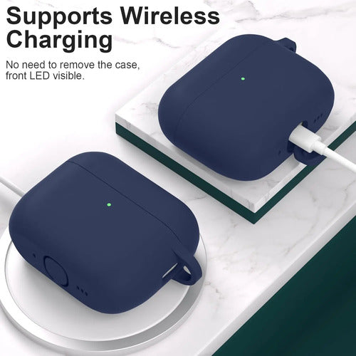 Funda De Silicona Para AirPods Pro 3 Con Kit De Limp Azul Oscuro