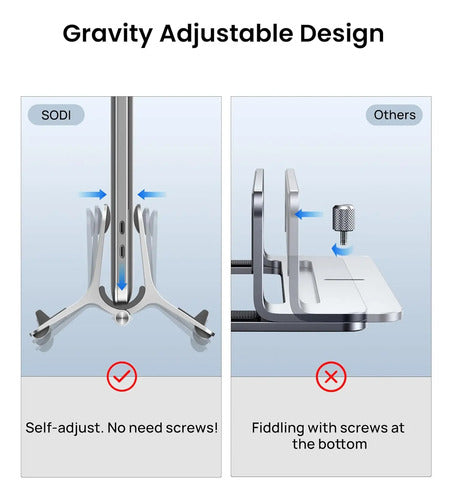 Soporte Vertical Para Laptop Con Bloqueo Automático Plateado