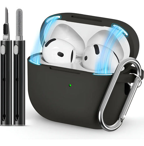 Estuche De Silicona Para AirPods 4 Con Cierre Magnético Negro