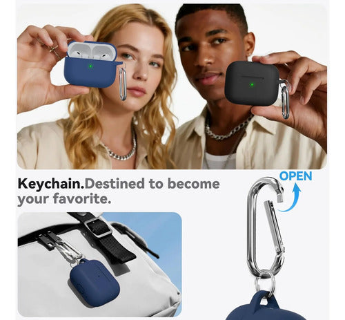 Funda De Silicona Para AirPods Pro 3 Con Kit Limpieza Azul Marino