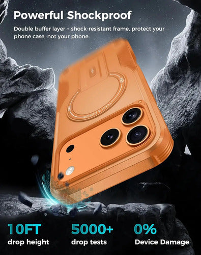 Funda Con Protector Pantalla Y Lente Para Iphon 17 Pro Max Naranja