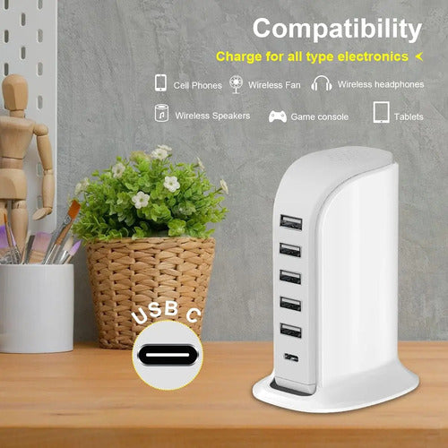 Estación De Carga Múltiple 5 Puertos Usb