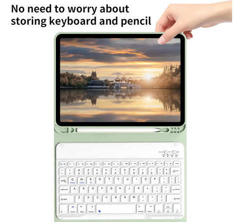 Funda Con Teclado Para iPad Air 7th/6th/5th/4th Gen, Verde Claro