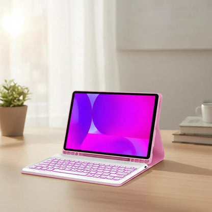 Funda Con Teclado Para Samsung Galaxy Tab S10 Fe (10,9 PuLG) Rosa
