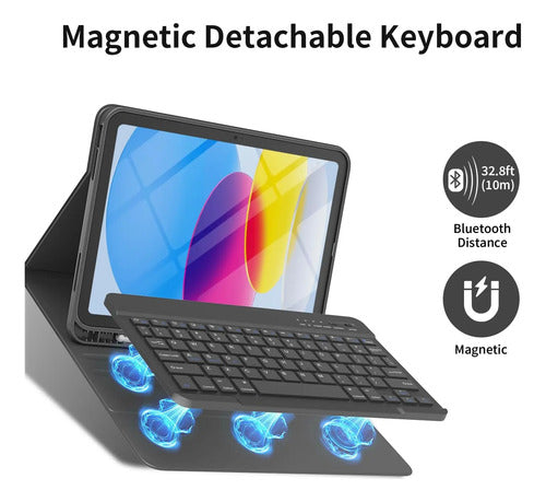 Funda Con Teclado Para iPad A16 10ma Y 11va Gen Negro