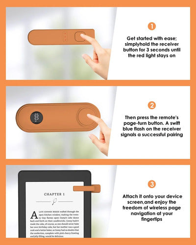 Girador De Páginas Con Control Remoto Para Kindle Paperwhite Naranja