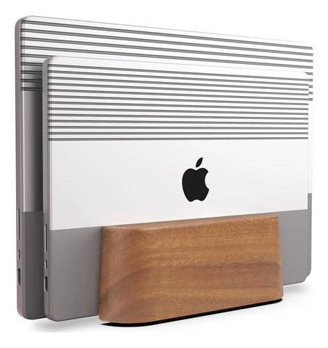Soporte Vertical Ajustable Para Laptop De Madera Marrón Oscuro