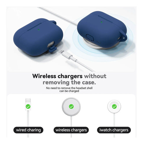 Funda De Silicona Para AirPods Pro 3 Con Kit Limpieza Azul Marino