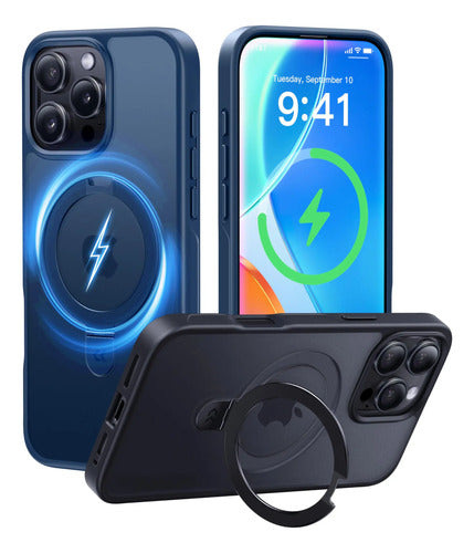 Funda Para iPhone 16 Pro Max Con Soporte Magnética. Azul