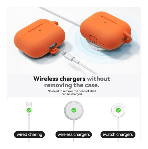 Funda De Silicona Para AirPods Pro 3 Con Kit Limpieza Naranja